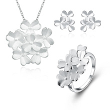 Ensemble de bijoux en argent sterling 925 avec bijoux en fleurs émaillées